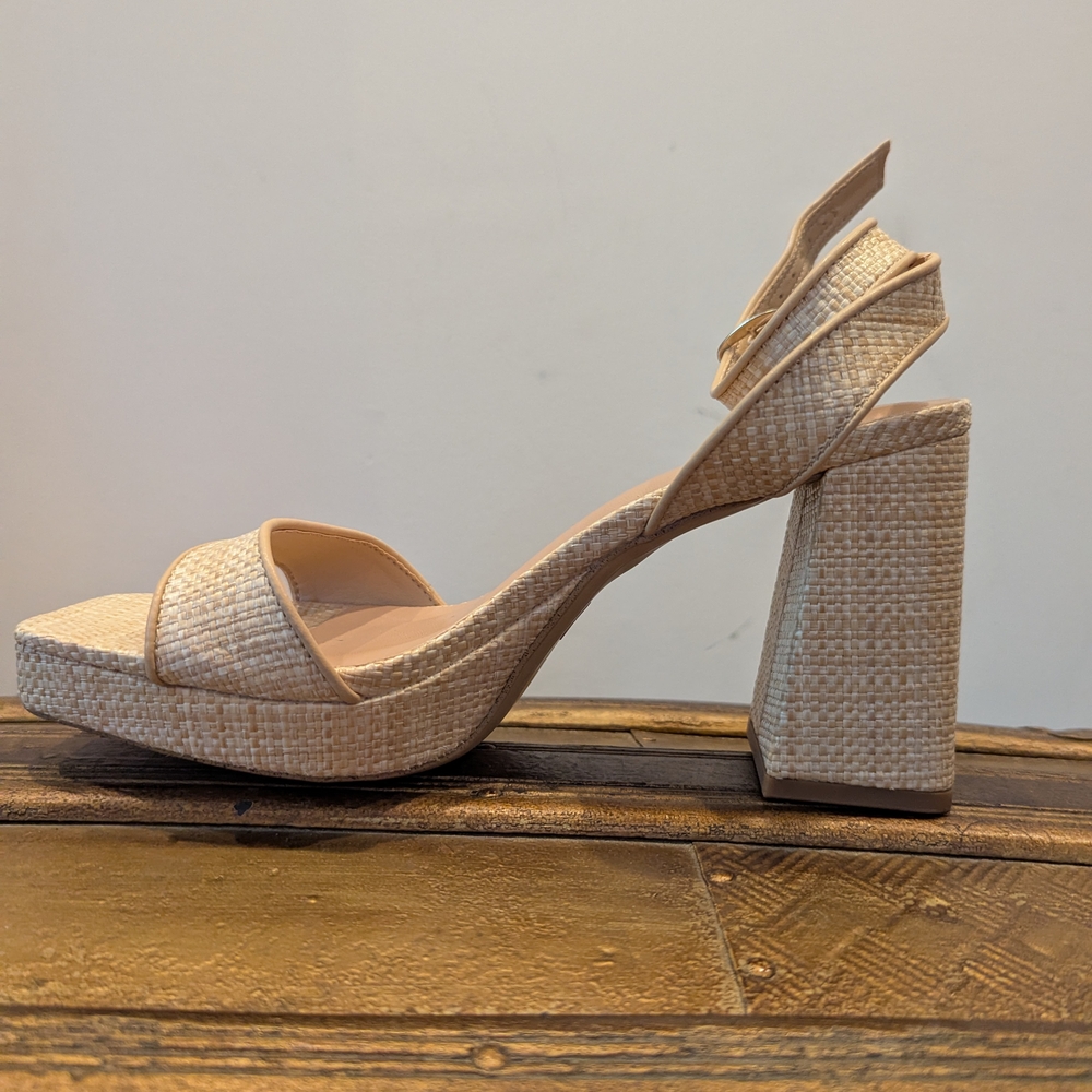 Elegant Cream Block Heel Sandals